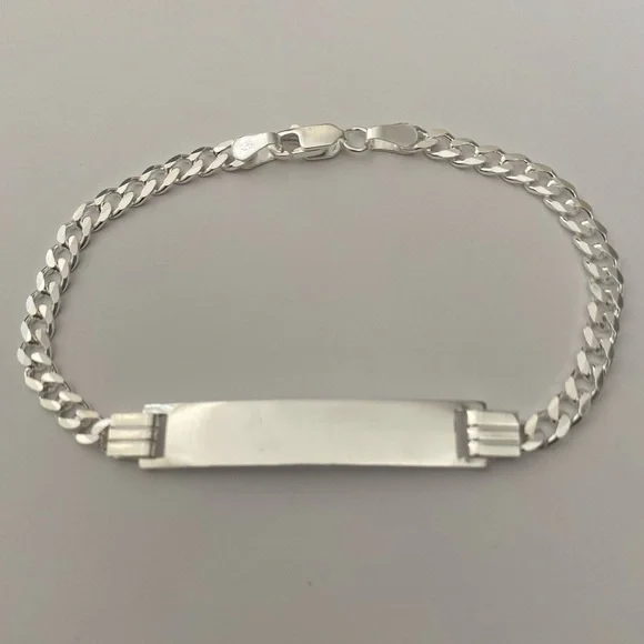 Id plate bracelet 925 silver cuban link chain 8β - Picture 1 of 3